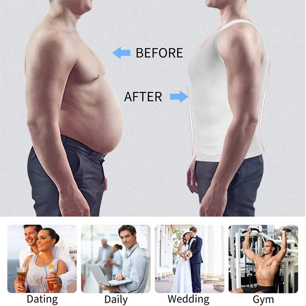 Men Compression Shirt for Body Shaper Slimming Vest Tight Tummy Underwear Tank Top